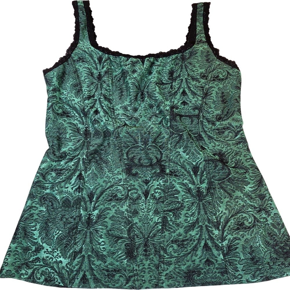 Arianne Florence Cami Corset Womens M Green Baroque Lace Trim Top Whimsigoth - Picture 2 of 7